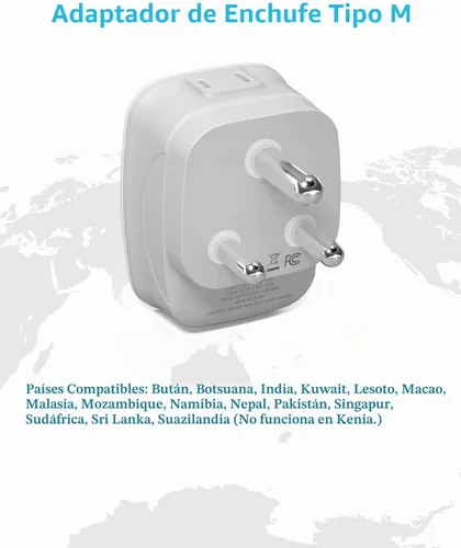 Vista 2 de Paquete de 2 adaptadores de enchufe de Sudáfrica, adaptador de enchufe VINTAR tipo M con 1 USB C, 3 puertos USB y 2 enchufes estadounidenses
