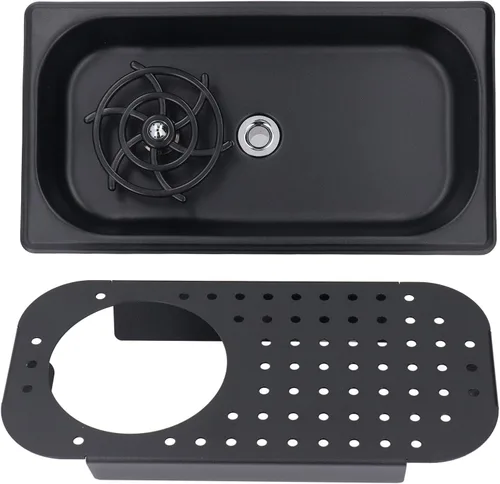 Vista 6 de Enjuagadora de jarra con rotación de 360 grados, enjuague de vidrio para fregadero de cocina, arandela de vasos de acero inoxidable con bandeja