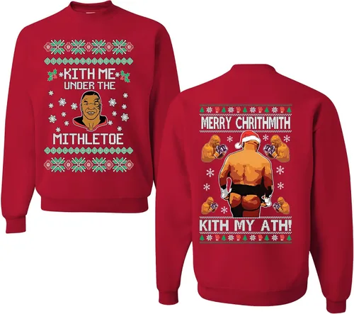Vista 28 de wild custom apparel Merry Chrithmith Kith My Ath suéter feo de Navidad divertido con cuello redondo sudadera Negro