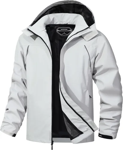 Vista 9 de Chaqueta impermeable para hombre, rompevientos, ligera, con capucha desmontable