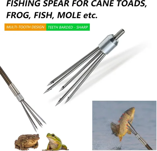 Vista 4 de Dutiplus Arpón de pesca, lanza, gaff, tenedor, gancho para rana, sapo, bastón, ranas toro, platija, pez, topo, herramienta de captura de trampas