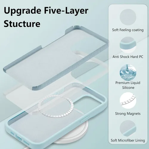 Vista 572 de Funda magnética de silicona para iPhone 13 Pro, color blanco antiguo [Compatible con Magsafe] [Forro de microfibra suave antiarañazos], funda
