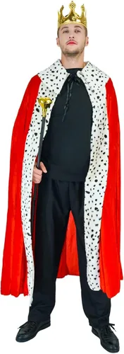 Vista 4 de Disfraz de los reyes de los hombres, talla única, (color rojo, dorado, blanco)
