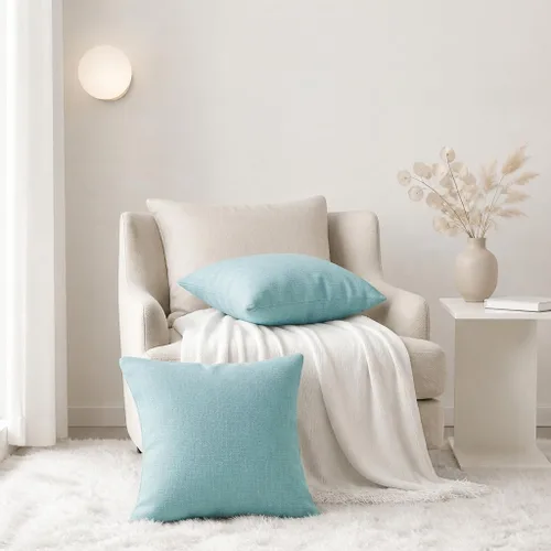 Vista 6 de decorUhome Juego de 2 fundas de almohada de chenilla turquesa otoñal de 12