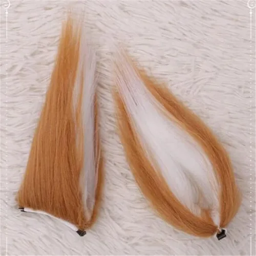 Vista 5 de Angela0123 - Cola de felpa de pelo sintético de lobo y gato de zorro + 2 orejas de clip para adultos, diadema de juguete para Halloween, disfraz