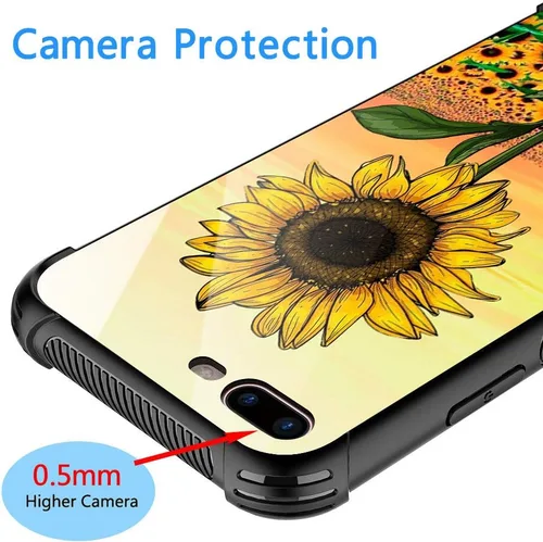 Vista 5 de ZHEGAILIAN Funda para iPhone 7/8 Plus, protección de grado militar, esquinas a prueba de golpes, funda antiarañazos para iPhone 7/8 Plus, girasol