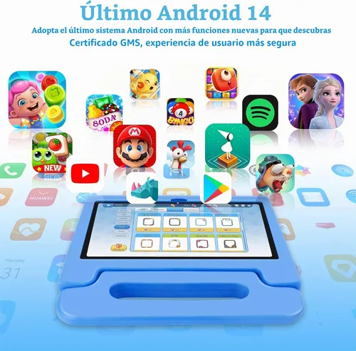Vista 4 de NRKDUBQ Tablet de 10.1 pulgadas con funda IPS HD pantalla táctil Android 14 64 GB de almacenamiento, 8 GB de RAM, tableta Octa Core, batería de 12