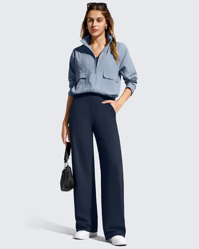 Vista 7 de G4Free EverGoing - Pantalones de vestir de pierna ancha para mujer con Azul marino oscuro