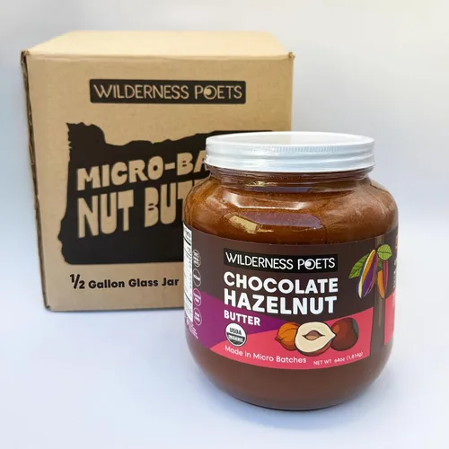 Vista 9 de Wilderness Poets, Mantequilla de avellana de chocolate orgánico - (8 onzas) - Sin aceite de palma - Ingredientes simples - 70% avellanas, 30%