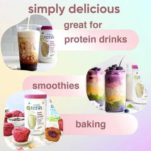 Vista 4 de simply tera's Pure Whey Protein Powder - Polvo de proteína de suero con sabor a vainilla de ganado alimentado con pasto, limpio, hecho sin