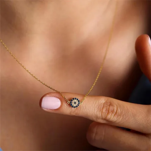 Vista 2 de Collar con colgante de corazón de oro de 14 quilates para mujer, delicado collar de estrella, gargantilla de mal de ojo, collar bohemio con luna