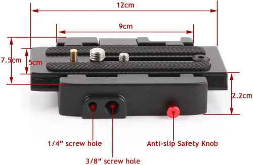 Vista 3 de P200 Adaptador de abrazadera QR de liberación rápida compatible con Manfrotto 500AH 701HDV 577 503 y se puede utilizar con trípode estabilizador