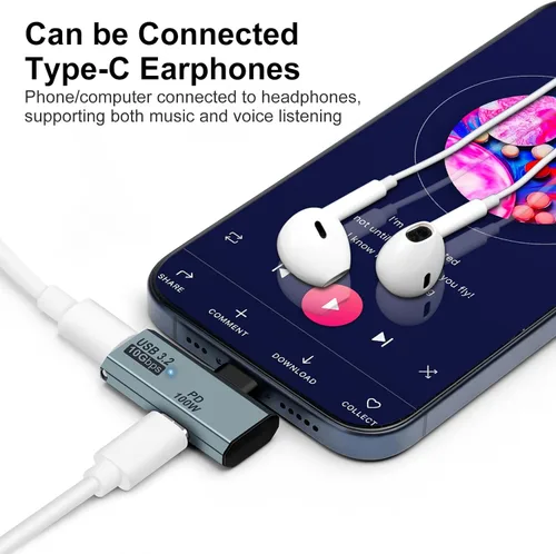 Vista 4 de Adaptador USB C OTG, carga PD tipo C de 100 W a divisor USB C dual para iPhone 15 Pro Max, Google TV Chromecast 2020, MacBook, Samsung Galaxy