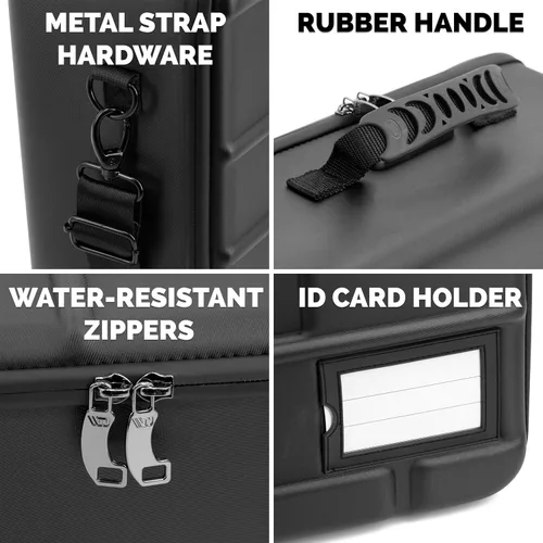 Vista 6 de CASEMATIX Rock Collection - Estuche de viaje con bloqueo programable, caja de colección Rock de 144 ranuras con cuatro bandejas protectoras