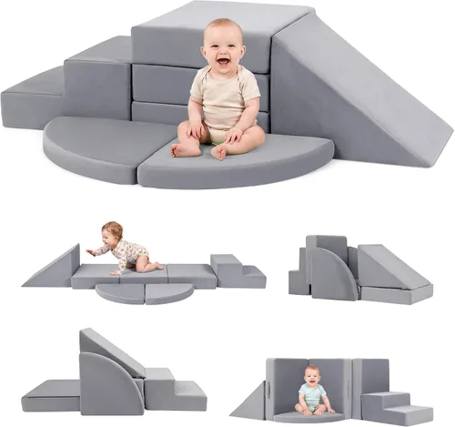 Vista 7 de 5 piezas de bloques de espuma para escalar para niños pequeños de 1 a 3 años, bloques de escalada para bebés seguros para interiores, juguetes