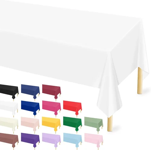 Vista 25 de Mulbozy Mantel de plástico negro desechable 4 unidades, 54 × 108 pulgadas