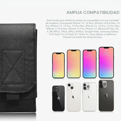 Vista 3 de Funda táctica Molle para teléfono, funda para cinturón compatible con iPhone 14 Plus/14 Pro Max/14 Pro/13 Pro Max/13 Pro/13/12 Pro Max/11 Pro Max/Xs