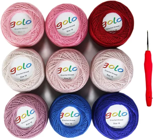 Vista 12 de Golo - 3 bolas de hilo de ganchillo tamaño 10, hilo de crochet para tejer a mano 102