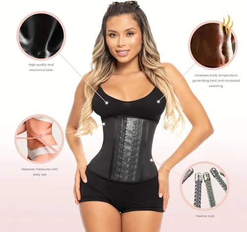 Vista 2 de BELLA MICHELL - Entrenador de cintura colombiano para mujer, faja moldeadora de látex para control de abdomen, faja de cintura y moldeador de cuerpo