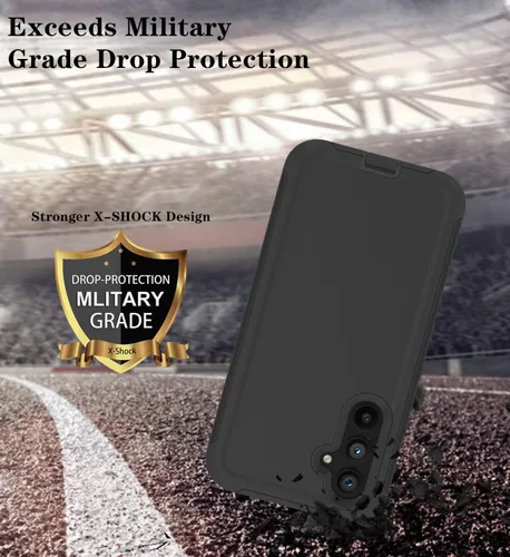 Vista 4 de Funda para teléfono Qinmay para Samsung Galaxy A54 5G con protector de pantalla HD, funda de 3 capas resistente a golpes y caídas para Galaxy A54