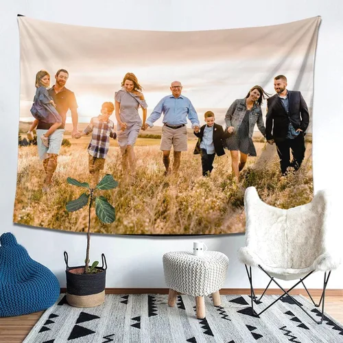Vista 4 de Nsipan Tapiz personalizado para subir imágenes, texto fotográfico, decoración de pared, colección de collage de dormitorio, decoración