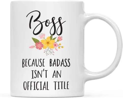 Vista 12 de Andaz Press Taza de café de 11 onzas, regalo de broma, tía porque Badass no es un título oficial, gráfico floral, 1 paquete