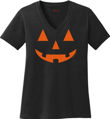 Vista 9 de Joe's USA Jack O' Lantern - Camiseta de disfraz de calabaza para hombre y mujer Manga larga negra.