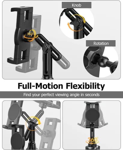 Vista 5 de Soporte para tablet con rotación de 360°, soporte universal para tablet con brazo ajustable para dispositivos de 4 a 13 pulgadas, iPad Pro 12.9 Air