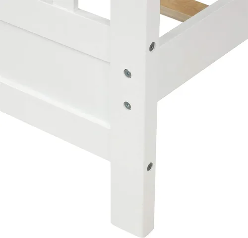 Vista 6 de CITYLIGHT Base de cama de plataforma individual con cabecero y estribo, marco de cama de plataforma de madera, no necesita somier, marco de cama