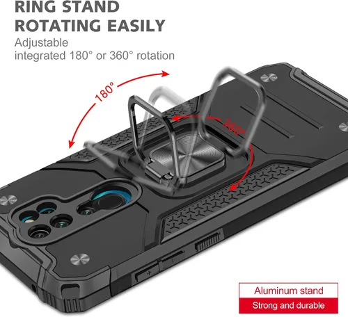 Vista 6 de Asuwish Funda de teléfono para Xiaomi Redmi Note 8 Pro con protector de pantalla de vidrio templado y soporte de anillo soporte delgado híbrido
