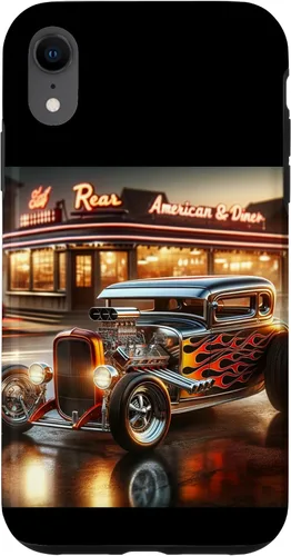 Vista 25 de Classic Hot Rod Retro Vintage Custom Hotrod Car Illustration Case for iPhone 17