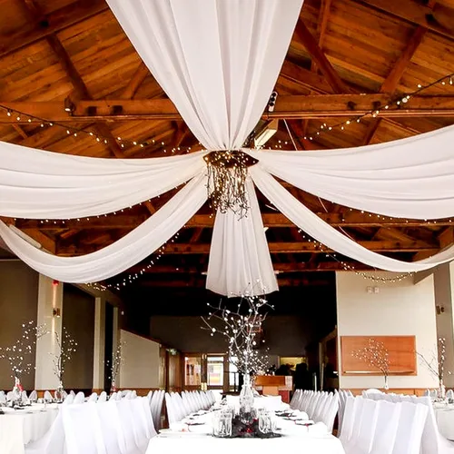 Vista 51 de 6 paneles de cortinas de techo azul bebé para boda, cortinas de techo de 5 pies x 10 pies, tela de drapeado para arco de boda, cortinas