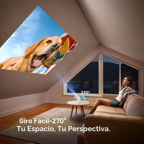 Vista 4 de Mini-proyector con WiFi6 y Bluetooth bidireccional 5.4, soporte 1080P 4K, [aplicaciones integradas y Android 14 2026] Proyector de película portátil