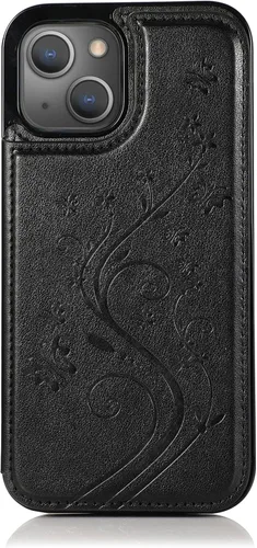 Vista 7 de Funda de teléfono para iPhone 13 de 6.1 pulgadas con protector de pantalla de vidrio templado y tarjetero con soporte para tarjetero, soporte