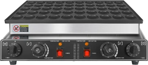 Vista 7 de KOOTEN Mini panqueques holandés, 50 wafleras grandes comerciales, máquina eléctrica para hacer crepas, máquina eléctrica antiadherente redonda con 2