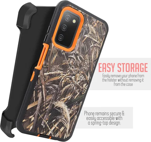 Vista 3 de Funda diseñada para Samsung Galaxy A03S, con protector de pantalla integrado, soporte giratorio con clip para cinturón, funda protectora de cuerpo