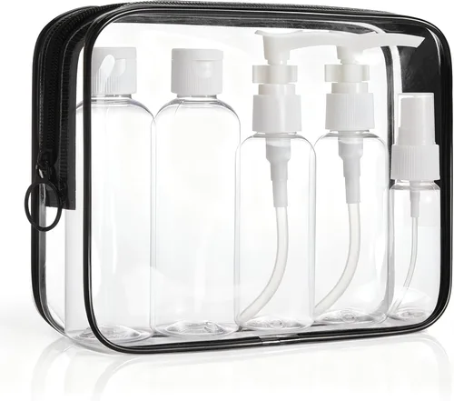 Vista 12 de BAGSMART Neceser transparente con asa, paquete de 2 unidades, aprobado por Negro Absoluto