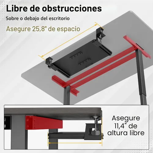 Vista 7 de BONTEC Bandeja para teclado debajo del escritorio, plataforma extraíble Negro