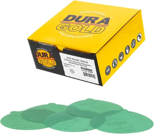 Vista 15 de Dura-Gold Discos de lija PSA de película verde de 5 pulgadas, grano 80 (caja de 50), discos de papel de lija autoadhesivos con parte trasera