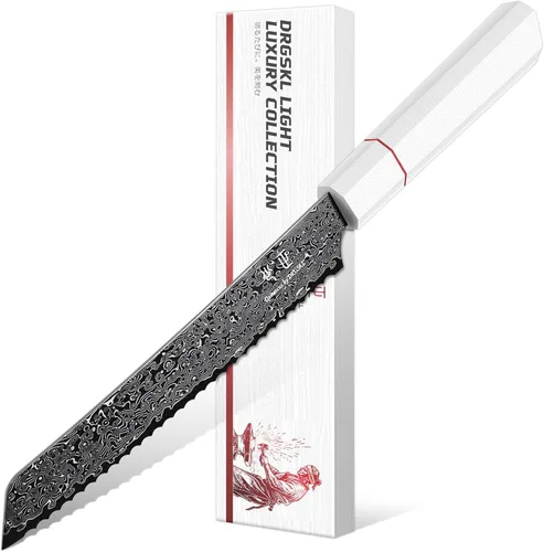 Vista 10 de DRGSKL Cuchillo de fruta de Damasco de 3.5 pulgadas - Cuchillo de pelar VG10 para corte de precisión - Cuchillos de cocina pequeños con mango