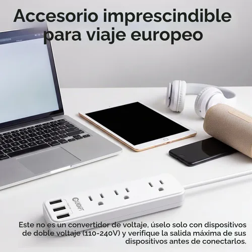 Vista 6 de Unidapt Regleta de viaje europea, adaptador de enchufe de EE. UU. a Europa