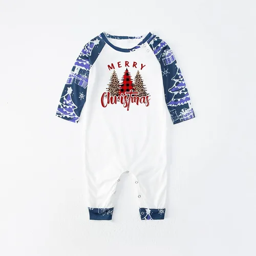 Vista 5 de Conjunto de pijamas familiares de Navidad a juego, con estampado de leopardo, a cuadros, para árbol de Navidad, pijamas de Navidad para la familia