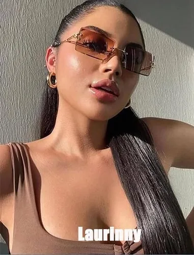 Vista 4 de Gafas de sol rectangulares para mujeres y hombres, sin marco, cuadradas, gafas de sol para hombre