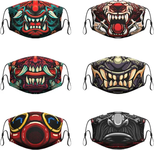 Vista 2 de 6 máscaras de moda lavables con aretes ajustables, bandana reutilizable, pasamontañas, universal para hombres y mujeres