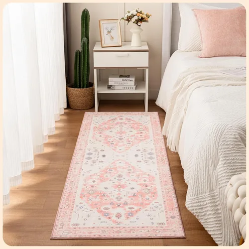 Vista 97 de Istana Alfombra larga antideslizante de 2.5 x 8 para el hogar, para pasillo y cocina, lavable, sedosa y suave al tacto, elegante, color azul y marfil