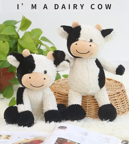 Vista 4 de NatureMan Muñeca de vaca de peluche suave de simulación de vaca para niños y niñas, gran regalo de cumpleaños, 9 pulgadas