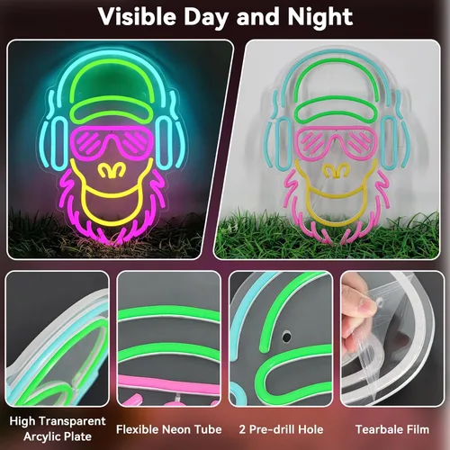 Vista 4 de Letrero de neón para decoración de pared, luz de neón para sala de juegos, letrero de luz LED para dormitorio, sala de estar, letreros de luces
