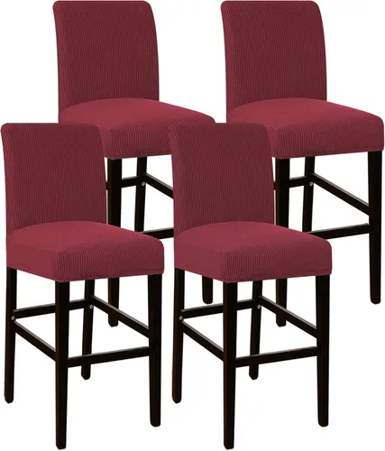 Vista 19 de Flamingo P Fundas de taburete para sillas de comedor, fundas de asiento de tela jacquard elástica con parte inferior elástica extraíble, juego de 2