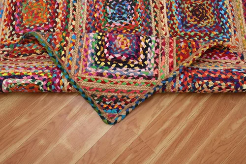 Vista 72 de Natural Jute Collection - Alfombra rectangular de 2 x 3 pies, alfombra de yute trenzada a cuadros multicolor de 0.27 pulgadas de grosor, ideal
