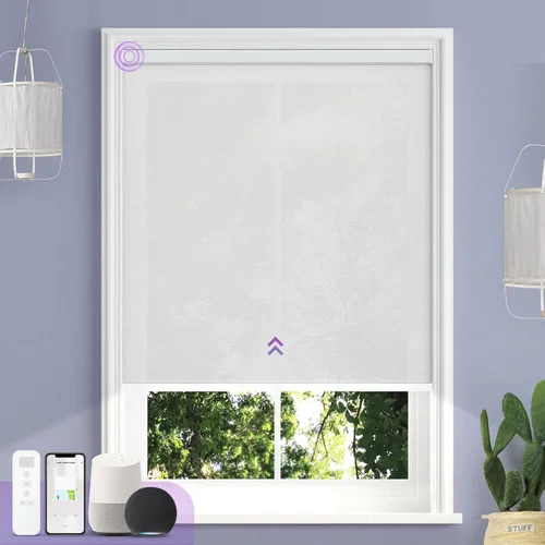 Vista 21 de Astomi - Persianas enrollables motorizadas para ventanas, persianas 100 % opacas para oscurecer la habitación, persianas inteligentes sin cordón
